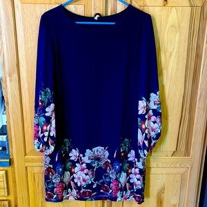 Floral Navy Chiffon Dress